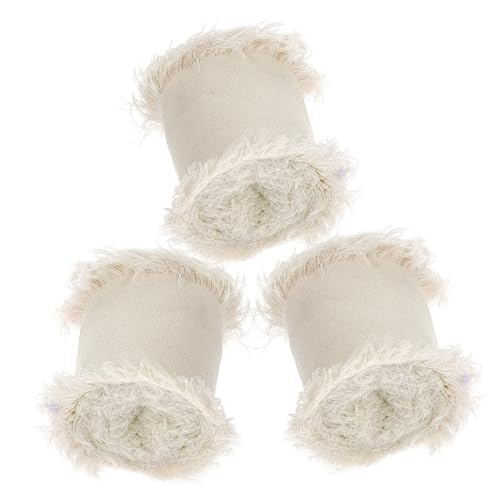 Gadpiparty 3 Rollen Hochzeitsdekorationsband handgefertigt dekorativ Pastell Einladung Strauß seidenband ribbon partytisch Material zur Herstellung von Haarspangen Wickelband Polyester Weiß von Gadpiparty