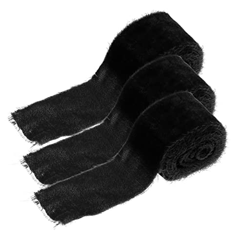 Gadpiparty 3 Rollen Reiß Samtband Weißes Band Stoffband Girlande Multifunktionsbänder Deko Bastelbänder Dekoration Verpacken Dickes Weihnachtsbasteln Polyester Schwarz von Gadpiparty