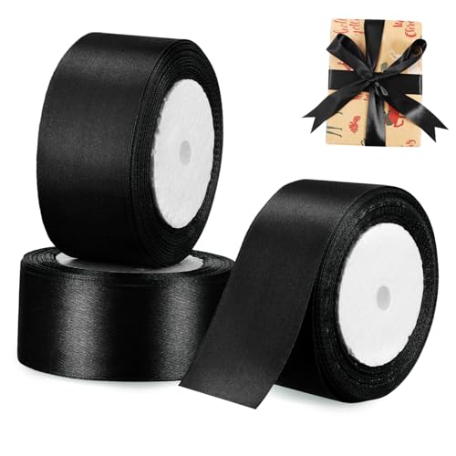 Gadpiparty 3 Rollen Satinband Geschenkband Breit Lang Langlebiges Polyester Schleifenband für Geschenkverpackung Basteln und Blumenarrangements Farbintensiv und Vielseitig Einsetzbar von Gadpiparty