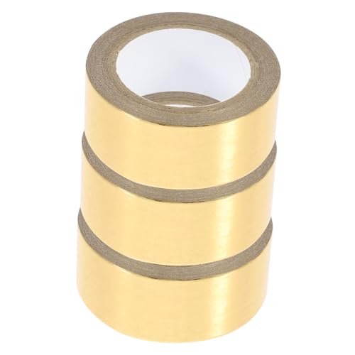 Gadpiparty 3 Rollen Taschenband farbig Handwerk glänzend DIY Klebeband Farbe Washi-Tape-Masse Washi-Tape süß Notizbuch DIY Washi Tape Washi-Sticker zum Journaling Bastelband Papier Golden von Gadpiparty