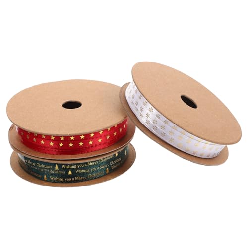 Gadpiparty 3 Rollen Weihnachtsband Bedrucktes Stern und Schneeflocken Vielseitiges Geschenkband für DIY Schleifen Weihnachtsdeko und Geschenkverpackungen Langlebig und Einfach Zuschneidbar von Gadpiparty