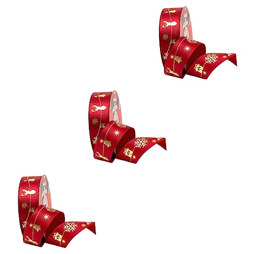 Gadpiparty 3 Rollen Weihnachtsband seidenband ribbon christmas decor dekobänder xmas tree decorations Geschenkpapier Perlen Dekoration Streamer funkeln Paketband Verpackungsband Polyester rot von Gadpiparty