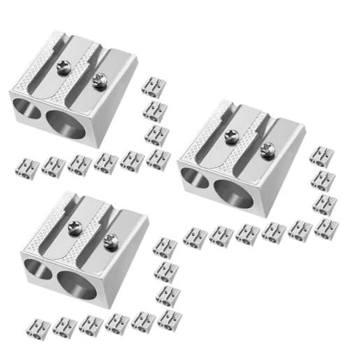 Gadpiparty 3 Sätze Bleistiftspitzer Student Kunst Erwachsene Bleistiftschärfer Zeichnung Bleistift Handbuchstiftschärfer Anspitzer Schulmaterial Aluminiumlegierung Silber 10 Stück * 3 von Gadpiparty
