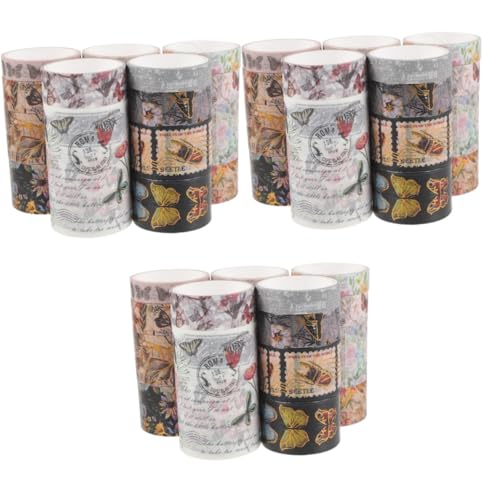Gadpiparty 3 Sätze Blumenpapierband Blumen- Blumenbänder Papierband Schmetterling Verpackung Scrapbooking -verzierungen Scrapbook-diy-klebebänder Wickelbänder Aufkleber 17 Rollen * 3 von Gadpiparty