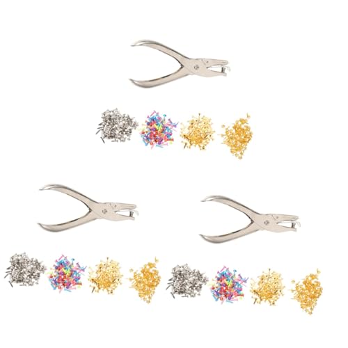 Gadpiparty 3 Sätze Bunte Legierungs Brads Mit Lochstanzer Diy Bastelset Mit Metallzweifüßern Gold Silber Stern Und Rundkopf Vielseitig Für Scrapbooking Kartenherstellung Und 400 Stück * 3 von Gadpiparty