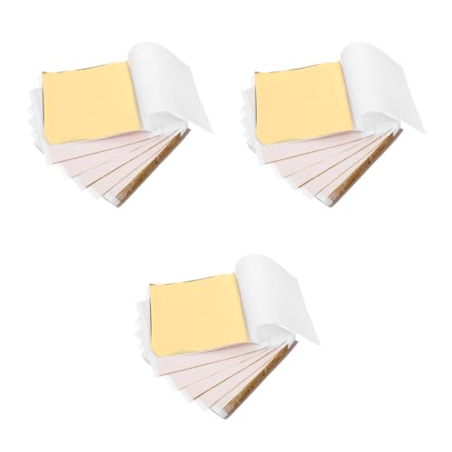 Gadpiparty 3 Sätze Goldfolie Metallblatt Dekorative Flocken Folienkarton Metallisches Seidenpapier Folie Origami-papier Goldflocke Eloxiertes Aluminium Golden 100 Stück * 3 von Gadpiparty