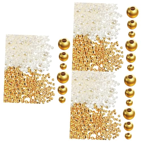 Gadpiparty 3 Sätze Goldperlen + Perlen Lose Sicherungsperlen Perle Abstandsperlen Basteln Kleine Schmuckperlen Lieferungen Halskette Perlen Diy -herstellung Vorräte Reiz Metall 900 Stück * 3 von Gadpiparty