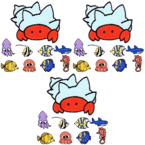 Gadpiparty 3 Sätze Teiliges Meerestiere Aufnäher Selbstklebende Bestickte Patches Für Diy Kleidung Dekoration Für Kissen Pullover Und Hemden 9 Stück * 3 von Gadpiparty