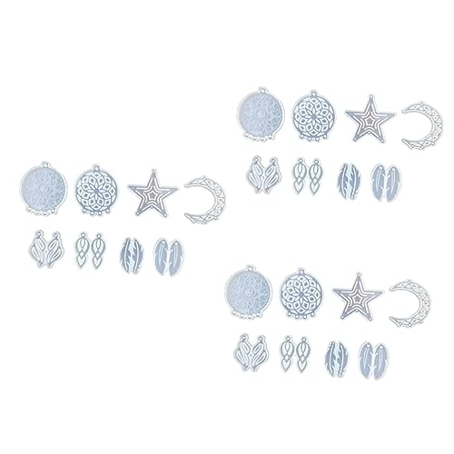 Gadpiparty 3 Sätze Teiliges Silikon Epoxidharz Gießformen Set Stern Mond Federn Diy Schmuck Wanddeko Formen Für Resin Basteln Antihaftbeschichtet Leicht Zu Reinigen Entformen 8 Stücke * 3 von Gadpiparty
