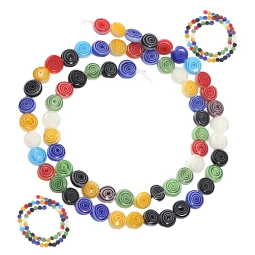 Gadpiparty 3 Saiten Vintage Glasperlen Flach Rund mit Stränge Bunte Millefiori Schmuckperlen für DIY Armbänder Bastelzubehör Handgefertigte Glasperlen Zubehör von Gadpiparty