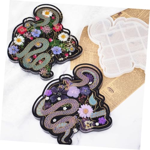 Gadpiparty 3 Stck. Silikonform für DIY Epoxidharz Schlangenschädel Teller Flexible Langlebige Gießform Antihaftbeschichtet Wiederverwendbar Einfach zu Reinigen Kreative Bastelplatte von Gadpiparty