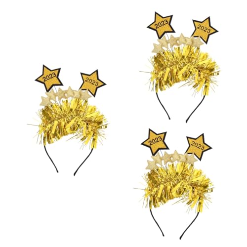 Gadpiparty 3st 2023 Stern Stirnband Sterne Stirnband Neujahr Kopfschmuck Lustige Haarbänder Weihnachtskopfbedeckung 2023 Stirnband Kostüm-stirnband Neujahrsfoto Berühmtheit Latte-kunst Grüßer von Gadpiparty