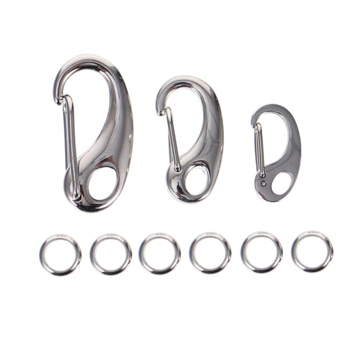 Gadpiparty 3 Stück Edelstahl Karabinerhaken mit Ringen Robuster Hundehalsband Clip Leichter und Langlebiger Hundeanhänger Schnellverschluss Geeignet für Mittelgroße und Kleine Hunde von Gadpiparty