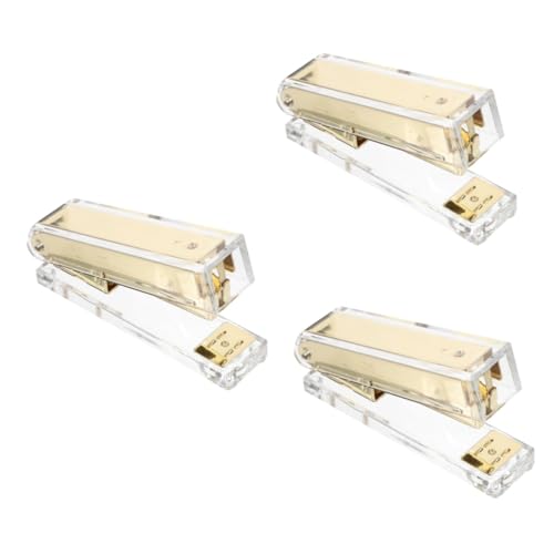 Gadpiparty 3 Stück Hefter Bürowefter Büromaterial für den Schreibtisch Heistebürovorräte Hefte für Schreibtisch Ästhetisches Briefpapier Acryl Golden von Gadpiparty