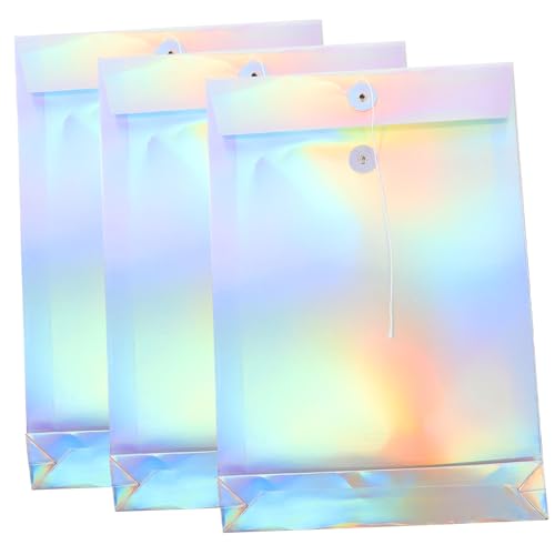 Gadpiparty 3 Stück Holographische Dokumententaschen mit Schnurverschluss Aktenordner für Sichere Aufbewahrung von Unterlagen für Büro und Schule Leicht und Tragbar von Gadpiparty
