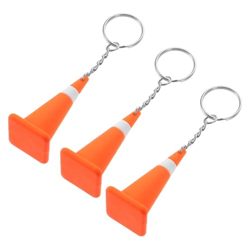 Gadpiparty 3 Stück Mini Silikon Sicherheitskegel Schlüsselanhänger Realistische Verkehrsleitkegel Anhänger für Taschen Auto Schlüsselbund Party Favor von Gadpiparty