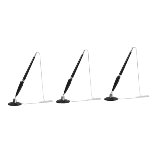 Gadpiparty 3 Stück Signaturstift Desktop schwarzer Stift Exekutive filigraner Business-Kugelschreiber groß für Business-Signatur-Stift Stift mit Kette Rostfreier Stahl Black von Gadpiparty
