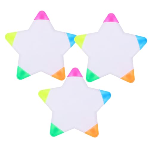 Gadpiparty 3 Stück Sternform Textmarker Marker für Schule und Notizen Schreibwaren für Erwachsene Leuchtende für Kreative Projekte von Gadpiparty