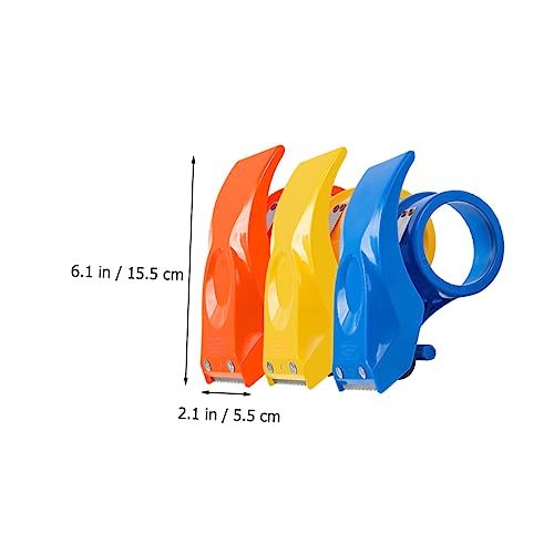 Gadpiparty 3 Stück Teiliges Paketkleband Abroller mit Ergonomischem Handgriff und Integriertem Cutter Transparenter Kunststoff Tape Dispenser für Klebebänder für Versand und Zufällige Farbe von Gadpiparty