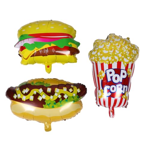 Gadpiparty 3stücke Aufblasbare Fast-food-ballons Hotdog Und Popcorn-ballons Für Geburtstagsparty Karneval Und Filmabend-dekoration Partyzubehör Mit Lustigen Motiven von Gadpiparty