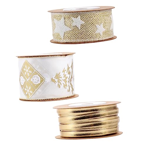 Gadpiparty 3 Stück Teiliges Weihnachts Geschenkband Set Stilvolle Bedruckte Stoffbänder Gold Vielseitig Verwendbar für Geschenkverpackung Basteln Party und Festtagsdekoration Gadpiparty 3 Stück Teiliges Weihnachts Geschenkband Set Stilvolle Bedruckte Stoffbänder Gold Vielseitig Verwendbar für Geschenkverpackung Basteln Party und Festtagsdekoration von Gadpiparty