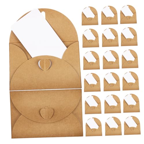 Gadpiparty 30 Sätze Mini Briefumschläge mit Herz-klammer aus Stabilem Kraftpapier Vintage Kreditkartenformat Inklusive Weißen Blanko-karten für Einladungen Geburtstage Hochzeiten DIY von Gadpiparty