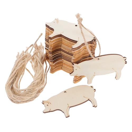 Gadpiparty 30 Sätze Teiliges Holz Schwein Anhänger mit Juteschnur Naturbelassene Holztiere zum Basteln Blanko Holzanhänger für DIY Dekoration für Hochzeiten Geschenke und Persönliche Wünsche von Gadpiparty