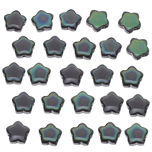 Gadpiparty 30 Sternperlen zur Schmuckherstellung: Lose Sternperlen, Temperatursensor, Farbwechsel – fünfzackige Abstandsanhänger mit Löchern für selbstgemachten Schmuck, Armbänder, Halsketten, von Gadpiparty