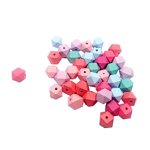 Gadpiparty 30 Stück Diy Geometrische Holzperlen Facettierte Sichere Bastelperlen für Kreativität und für Schmuckherstellung und Handwerk von Gadpiparty