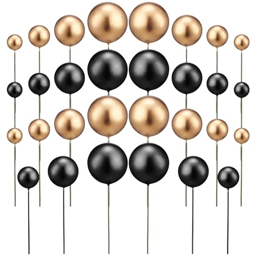 Gadpiparty 30 Stück Goldene Und Schwarze Kugeln Kuchenaufsatz Luftballons Cupcake-Aufsatz Diy-Kucheneinsatz Pick Mit Mini-Kugeln Luftballons Kuchenaufsatz-Stäbchen Für Kuchendekorationen (4 Gadpiparty 30 Stück Goldene Und Schwarze Kugeln Kuchenaufsatz Luftballons Cupcake-Aufsatz Diy-Kucheneinsatz Pick Mit Mini-Kugeln Luftballons Kuchenaufsatz-Stäbchen Für Kuchendekorationen (4 von Gadpiparty