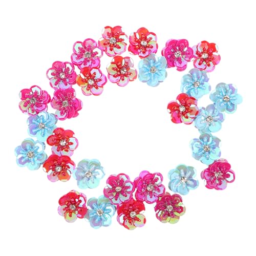 Gadpiparty 30 Stück Pailletten Blumen Patch Blumen Applikationen Für Kleidung Pailletten Perlen Applikationen Stickerei Glitzer Patches Applikationsstoff von Gadpiparty