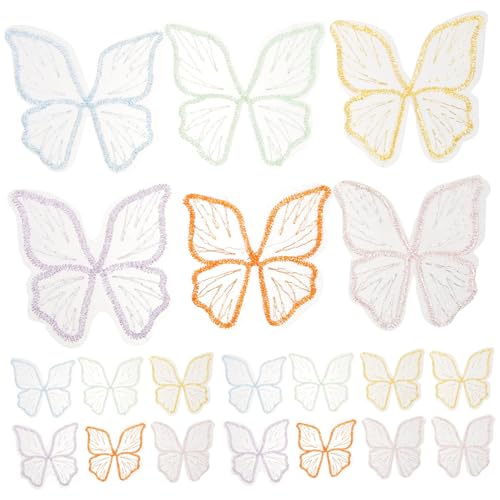 Gadpiparty 30 Stück Stickerei Schmetterlings Patches Bunte Applikationen für Diy Kleidung Vielseitige Bügel Patches für Dekoration und Reparatur für Shirts Hosen und Mehr von Gadpiparty