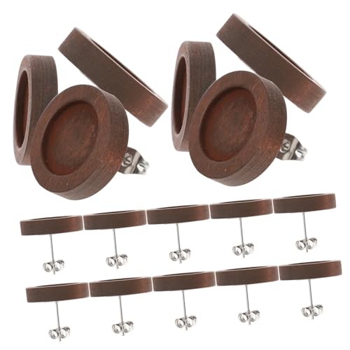Gadpiparty 30 Stück Teiliges Holz Ohrstecker Rohlinge Flach mit Stift DIY Schmuckherstellung Ohrstecker Basis für Damen und Mädchen in Dunkelbraun von Gadpiparty