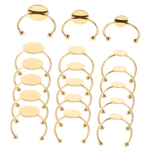 Gadpiparty 30 Stück Teiliges Verstellbares Ringrohling aus Flache Runde Ringbasen mit Cabochon Fassung für Schmuckherstellung DIY Schmuck Gestalten Goldfarbene Ringkerne von Gadpiparty