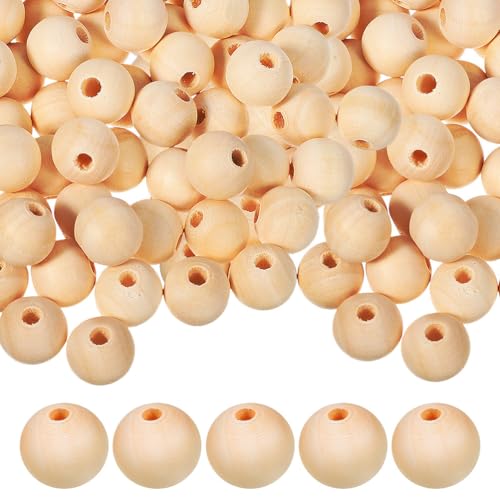Gadpiparty 300 Stück Holzperlen zum Basteln – unbehandelte Holzperlen, 20 mm, zum Basteln, Herstellen von Weihnachtsdekorationen, DIY-Schmuckherstellung, Makramee-Armbänder von Gadpiparty