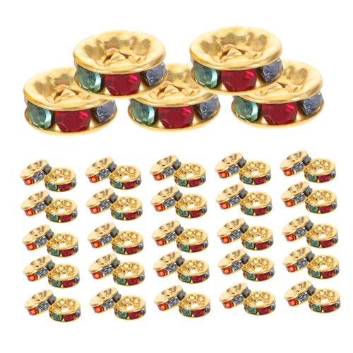 Gadpiparty 300 Stück Kristall Rhinestone Spacer Perlen Goldfarben Runde Schmuckperlen für DIY Armbänder und Halsketten Langlebig und Funkelnd Vielseitig Einsetzbar für Schmuckherstellung von Gadpiparty