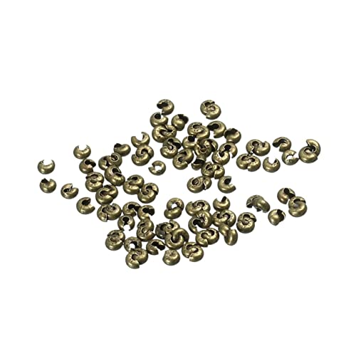Gadpiparty 300 Stück Kupferperlen Perlenzauber Ergebnisse Crimpen Löcher Tipps Zubehör offen Reiz schmuck Lose Perlen positionieren DIY-Positionsperlen Flache Quetschperlen mit festem Rohr von Gadpiparty