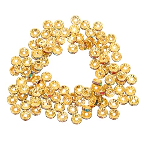 Gadpiparty 300 Stück Rondelle Spacer Beads Gold Kristall Rhinestone Spacer Perlen für Schmuckherstellung DIY Armbänder Halsketten Charms Zubehör von Gadpiparty