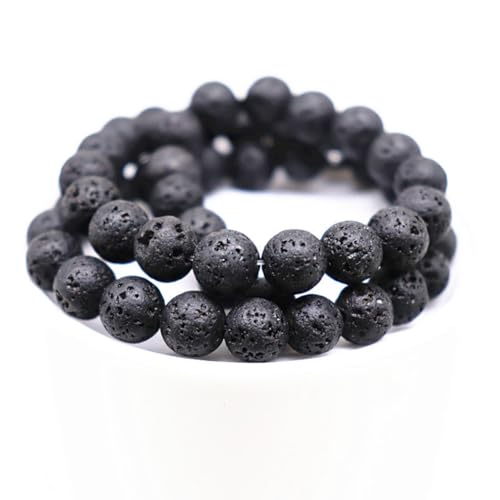 Gadpiparty 300 Stück Schwarze Vulkanstein Perlen Runde Naturstein Spacer Perlen für Diy Schmuckherstellung Einfache und Stilvolle Lose von Gadpiparty