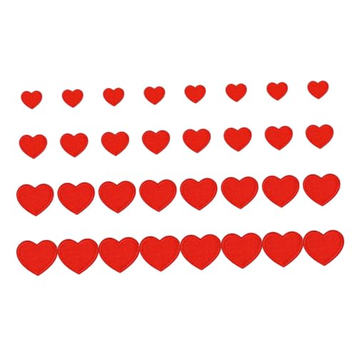 Gadpiparty 32 Stück Teiliges Rote Herz aufbügelflicken Bestickt Vielseitige DIY Applikationen für Kleidung Jeans Jacken Rucksäcke Einfache Anbringung Langlebige Stickerei Kreative von Gadpiparty