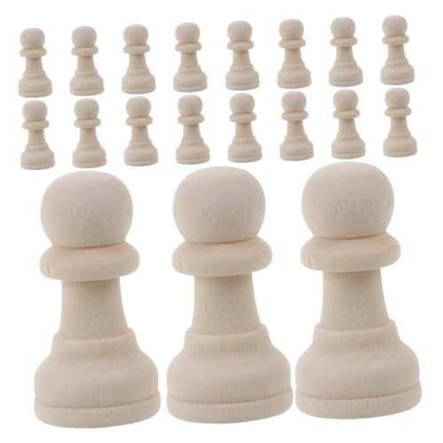 Gadpiparty 32 Stück Teiliges Schachfiguren aus Naturbelassenem Holz Blanke Unbemalte DIY Schachfiguren Handliche Leicht zu Greifende Holzfiguren für Kreative Gestaltung und Ersatz von Gadpiparty