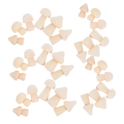 Gadpiparty 32-Teiliges Set Stammfarbener Holzpilz unfertige Pilze Mittelstücke aus Holzpilzen pilzschmuck aus holz Pilzhandwerk Pilze basteln Pilz-Bastelset Pilz aus Holz hölzern Khaki von Gadpiparty