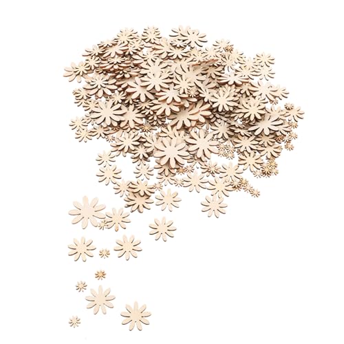 Gadpiparty 350 Stück Teiliges Unlackierte Holzblumen zum Bemalen Verschiedene Glatte Oberfläche Stabile Holzteile für Kreative DIY Bastelprojekte Kinderfreundlich Vielseitige Dekoration für von Gadpiparty