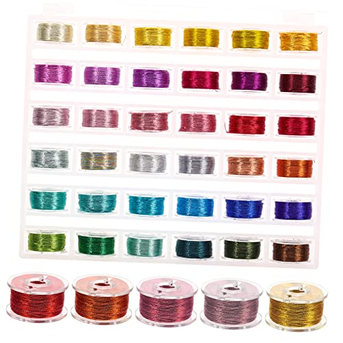 Gadpiparty 36 Rollen Metallische Stickgarn Farben Multifunktionale Nähfäden für Diy Stickerei und Heimwerkerprojekte für Kreative Näharbeiten und von Gadpiparty