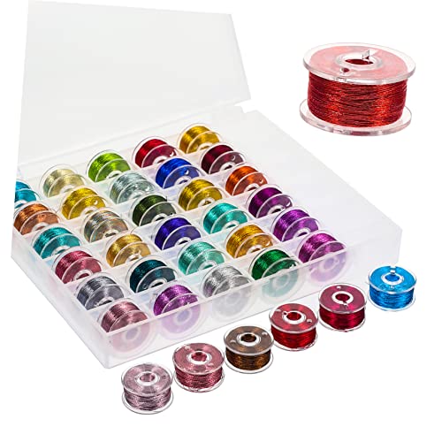 Gadpiparty 36 Rollen Stickgarn Metallic Farben Hochwertige Nähfäden für Kreuzstich Handarbeiten und Diy Projekte für Gestaltung von Gadpiparty