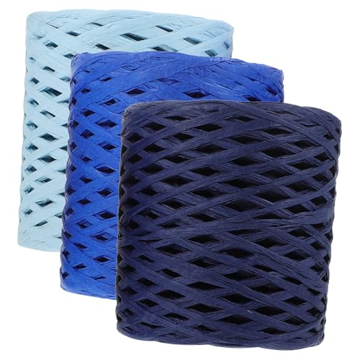 Gadpiparty 3Rollen Bunte Raffia Bänder Dekoratives Bastband für Geschenkverpackungen und DIY Projekte Handgewebte Bast Schnur und für Kreative von Gadpiparty