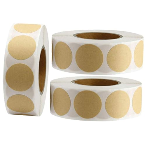 Gadpiparty 3Rollen Runde Selbstklebende Etiketten Kraftpapier Aufkleber für Dekoration und Backen Vielseitig Einsetzbar Leicht Abziehbar und Beschriftbar von Gadpiparty