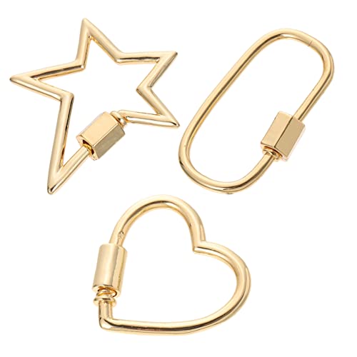 Gadpiparty 3Stücke Karabiner Verschlüsse für Schmuck Langlebige Schraubverriegelung für Halsketten und Armbänder DIY Schmuckherstellung Verschiedene Designs Einfach zu Installieren von Gadpiparty