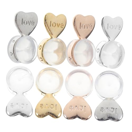 Gadpiparty 4 Paare Silikon Herz Ohrring Verschlüsse Weich Komfortabel Sicher Für Sensible Haut Modisch Elegant In Gold Silber Roségold Stahlfarben von Gadpiparty