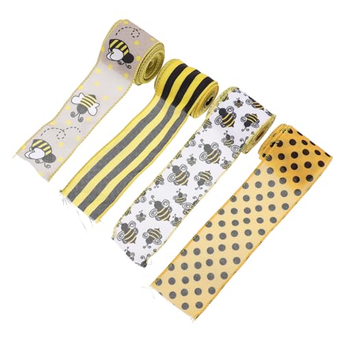 Gadpiparty 4 Rollen Decorative Polyester Ribbons Bienenbänder für Diy Bastelprojekte Breit Leuchtende Farben für Hochzeiten und Partys von Gadpiparty